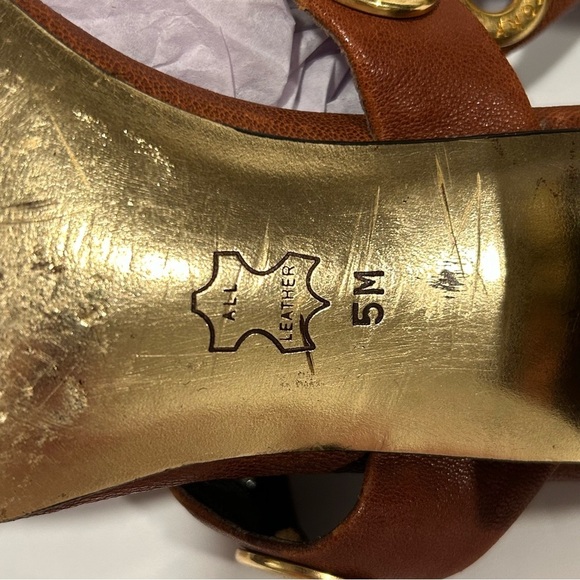 Tory Burch Women's Leather Kathryn Leather Gold Grommet Sandals, Size 5, Brown - Picture 3 of 8